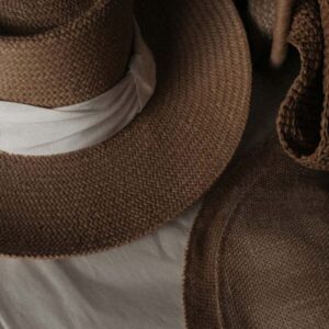 Straw hat with ribbon